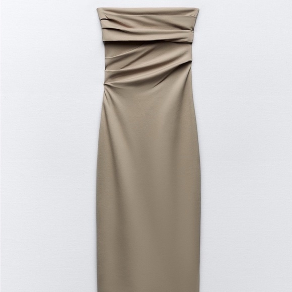 ZARA Tan Strapless Dress - Picture 1 of 4